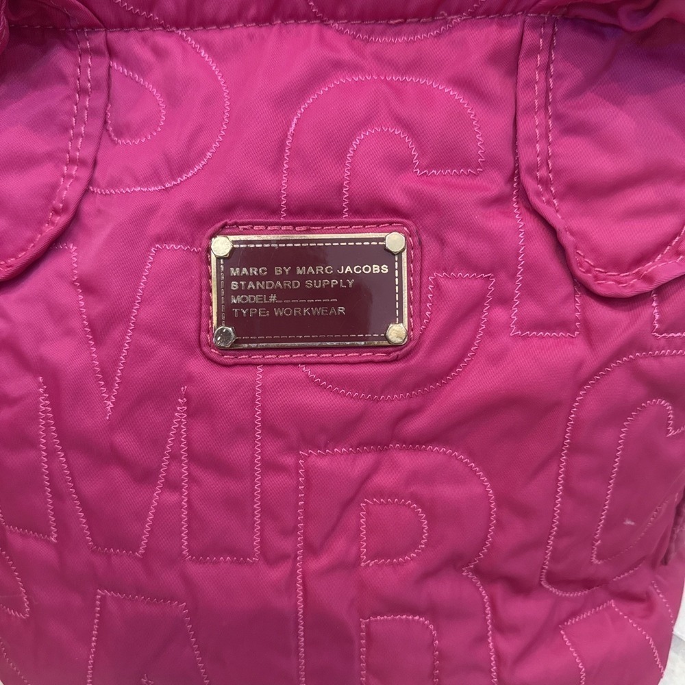 Marc by Marc Jacobs Workwear Pink Quilted Puzzle Shoulder Bag Tote Medium Logo - Picture 2 of 15